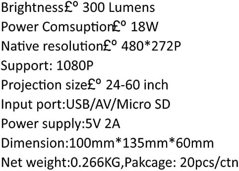 דגם 2022, העלות האפקטיבית ביותר- 1000 Lumens מיני מקרן 2.6 אינץ 'LCD TFT, 640*360 פיקסלים. גודל 16.1 x 13.8 x 6.2