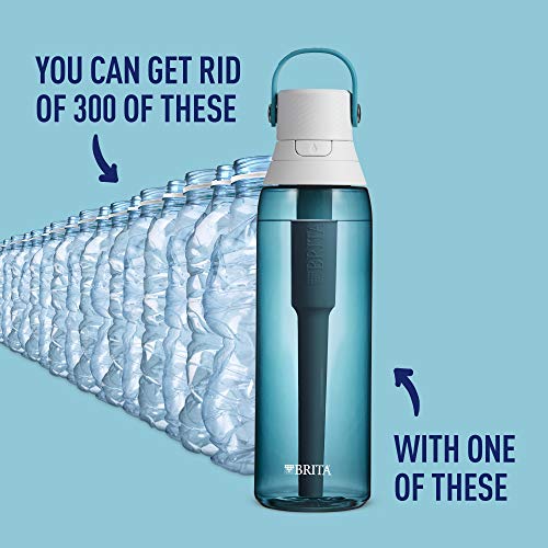 בקבוק מים של בריטה עם פילטר, 26 גרם בקבוק מים מסוננים פרימיום, מסננים להחלפת בקבוק זכוכית ומים BPA,