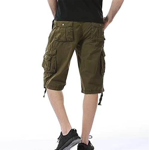 מכנסי כותנה לגברים ריבוי כיסים מכנסיים קצרים קלים משקל רגוע בכושר מכנסיים קצרים צבאיים מזדמנים חיצוניים