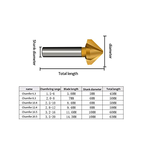 3flute HSS Countersink מקדח סיביות 90 מעלות סינק -סינק סינק, זהב 10.4 ממ