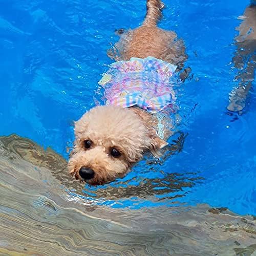Rayuwen כלב קיץ בגדי ים בגדי ים משובץ ביקיני בביקיני לשמלת רחצה רכה של כלב בינוני רך עם כובע שמש לחוץ בחוץ