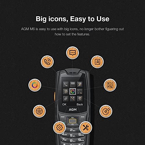 AGM M6 4G טלפון מחוספס טלפון טלפון סלולרי לא נעול לקשישים וילדים, SIM כפול IP68/IP69K טלפון אטום למים,