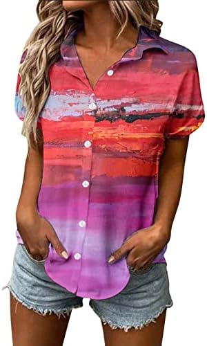חולצות נשים בקיץ כפתור שרוול קצר מזדמן למטה חולצה גרפית תלת מימדית חולצה טרנדית שן הארי הטרנדי