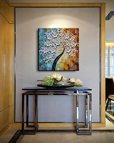 אמנות יאשנג-ציור שמן מצויר ביד על בד ציורי פרחים לבנים מודרני בית פנים תפאורה אמנות מופשטת תמונה מוכנה לתלייה 24