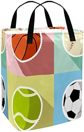 ספורט כדור כדורסל כדורסל הדפסת סל כביסה מתקפל, 60 ליטר עמיד למים סלי כביסה סל כביסה בגדי צעצועי