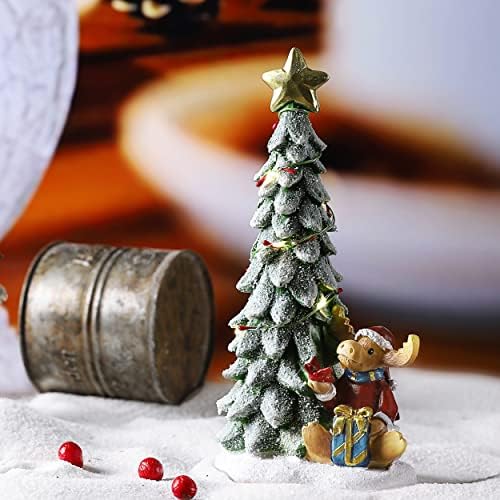 קישוט חג המולד של הודאו עץ חג מולד מקורה, דוב, צבי, קישוט חג שולחן עבודה