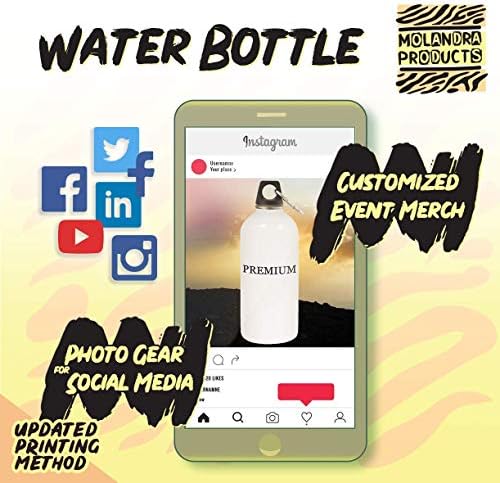 מוצרי מולנדרה Hyalonema - 20oz hashtag בקבוק מים לבנים נירוסטה עם קרבינר, לבן