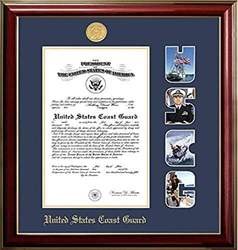 תמונות קמפוס CGCCL001S11X14 תעודת משמר החוף מסגרת קלאסית עם מדליון זהב וצילומי הצמד, 11 x 14