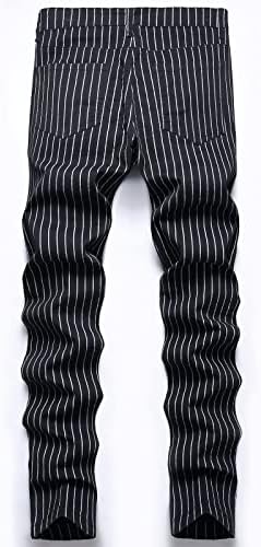 מכנסיים לגברים אופנה הדפסת פסים משובצת מזדמנים פלוס גודל גודל אלסטי רזה מתאים מכנסי חליפה רשמיים מכנסי כותנה