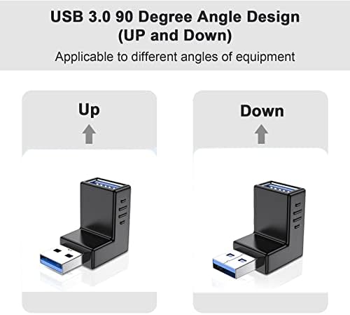 מתאם USB 3.0 90 מעלות זכר אל נקבה אנכית אנכית מעלה ומטה מחבר מצמד זווית על ידי Oxsubor