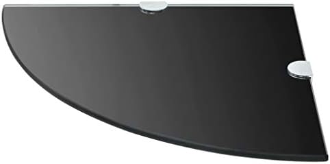 מדף פינת מלטלד עם כרום תומך בזכוכית שחורה 13.8 x13.8