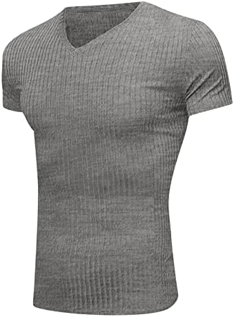 חולצות Tshirts גברים עם שרוול קצר סקירים כשירים חולצת אופנה קצרה בסיסית חולצת טריקו צווארון V-Neck