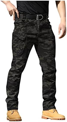 מכנסי ymosrh khaki Mens Mens רגועים מכנסיים מאוורר צבאי ix7 ריבוי כיס סופר מכנסיים קלים גברים גדולים