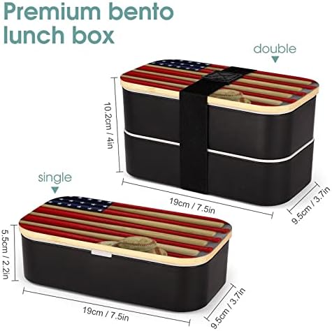 דגל עטלף בייסבול דגל אמריקה בנטו קופסת ארוחת צהריים דליפה דליפה מכולות מזון בנטו עם 2 תאים לפיקניק