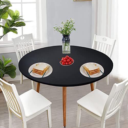 עגול שולחן מצויד עגול שולחן סטרץ 'שולחן שולחן שולחן שחור שולחן שחור עטיפה עם אלסטיות פטיו פיקניק 48