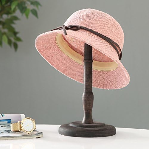 מעמד מתלה כובע בצורת כיפה בגודל 13 אינץ ' ומחזיק תצוגת פאה בגימור עץ חום עתיק