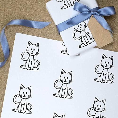 5 על 1 אריזת מתנה 'חתול שמח' / גליונות נייר עטיפה