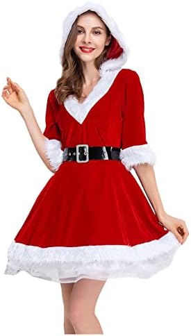 נשים סלעית שמלת חג המולד קוספליי תלבושות המפלגה שמלת מוצק פרוותי עם צווארון חצי שרוול נדנדה לנשף ערב שמלות