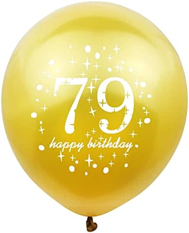 שונטאי יום הולדת 79 בלוני מפלגות שחור וזהב קישוטי טקס בלון קונפטי זהב לגברים נשים 79 ציוד למסיבות יום