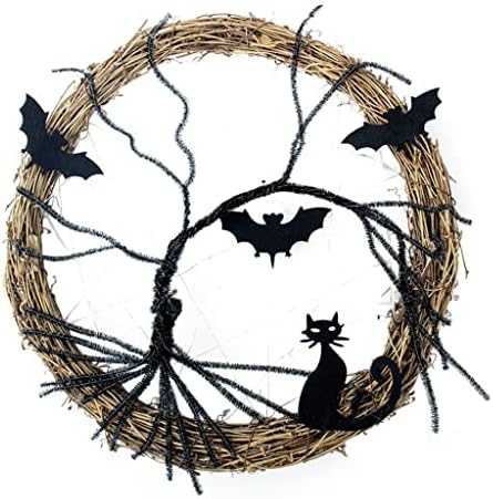 GPPZM זרי ליל כל הקדושים שמחים תאורת עטלף חתול שחור עטל