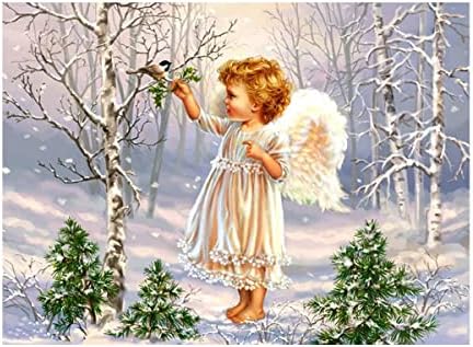 Omwrte Angel Baby 5d ציור יהלום לפי ערכות מספר, ציור יהלום חמוד שלג טאון יהלומים אמנויות תמונת בד