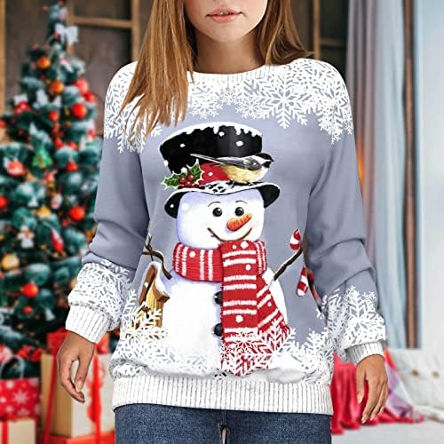 ג'ג'אווי נשים חמודות מצחיקות שלג סווטשירטים חג מולד שמח גרפיקה רופפת חולצות שרוול ארוך מודפסות