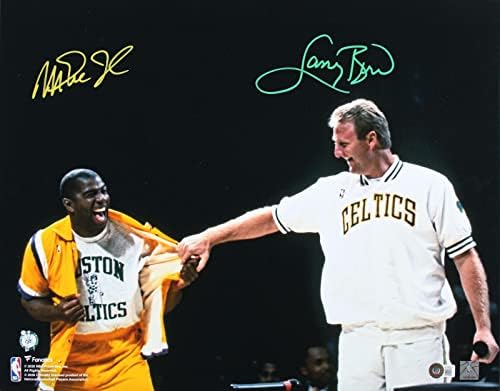 מג'יק ג'ונסון ולארי בירד חתמו על 16x20 Photroment Photo Bas Hast 2 - תמונות NBA עם חתימה