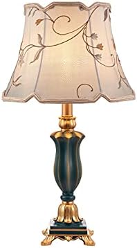 מנורת שולחן מיטה של ​​סאנסה מנורת שולחן מסורתית לסלון 21.26 '' שרף מנורת חדר שינה רטרו עם אפור ירוק אפור למנורה