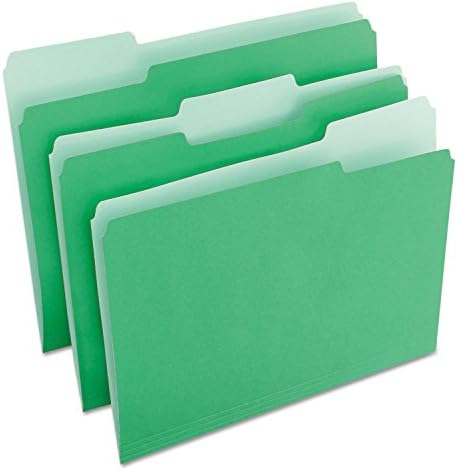 אוניברסלי 10502 קובץ תיקיות, 1/3 לחתוך אחד רובדי כרטיסייה, מכתב, ירוק / אור ירוק, 100 / תיבה