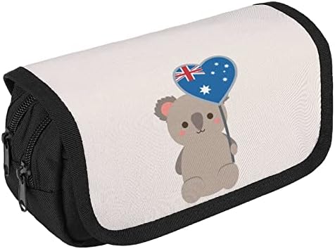 דגל אוסטרליה דגל קואלה דוב תיק עיפרון כפול שכבה כפולה עט נייר נייר תיבת איפור איפור קופסת שקע