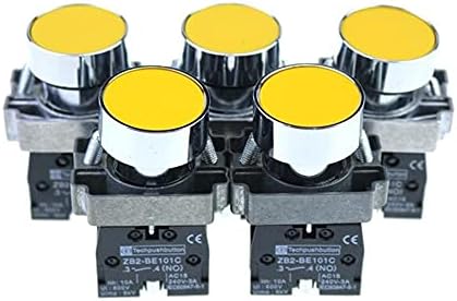 SVAPO 5 PCS/LOT XB2-BA51 צהוב רמת עצמית רגעית סומק סומק כפתור 1 N/O מתג לחצן שטוח החלף טל. Mecanique