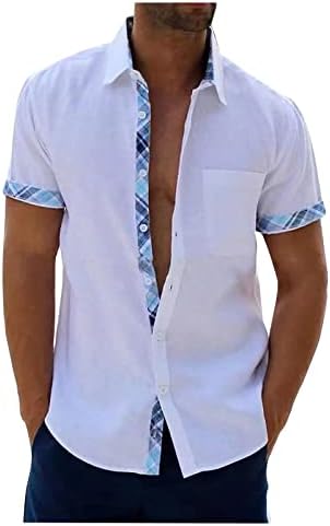 חולצת כפתור מזדמנים של גברים שרוול קצר שרוול קובני חולצת צ'מברי קיץ חולצות הוואי קיץ