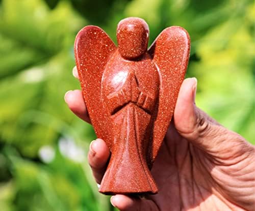 אדום אדום ומלוטש גדול גולדסטון אבן גביש בעבודת יד אפוטרן מלאך מלאך צ'אקרס מינרלים ריפוי אנרגיה טעינה