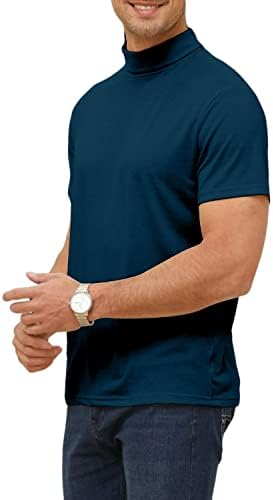 אנגבטר אופנה גברים חולצות גולף שרוול קצר בסיסי גופייה בכושר דק בצבע אחיד סוודר טיז חיל הים