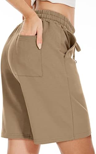 מכנסי ברמודה ברמודה לנשים ארוכות כותנה ארוכה רופפת עם כיסים אורך הברך ליוגה מכנסיים קצרים של