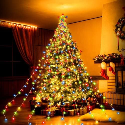 אורות חג המולד חיצוניים, אורות מפל גופיקיי לחג המולד, קישוטים לחג המולד בחוץ לחצר, אורות חג מולד למסיבת