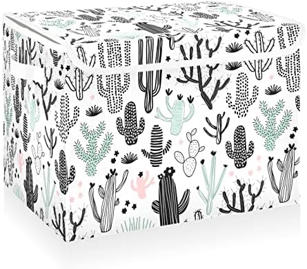 פחי אחסון Cataku Cactus עם מכסים בד אחסון גדול סל קוביית קוביית מיכל עם קופסאות אחסון דקורטיביות