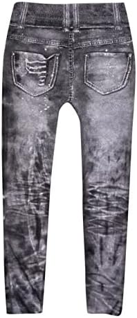 ג'ינס רך עניבת עניבת צבע לנשים למותניים גבוהות ג'ינס מזויף במצוקה מכנסי יוגה מותניים גבוהים מותניים