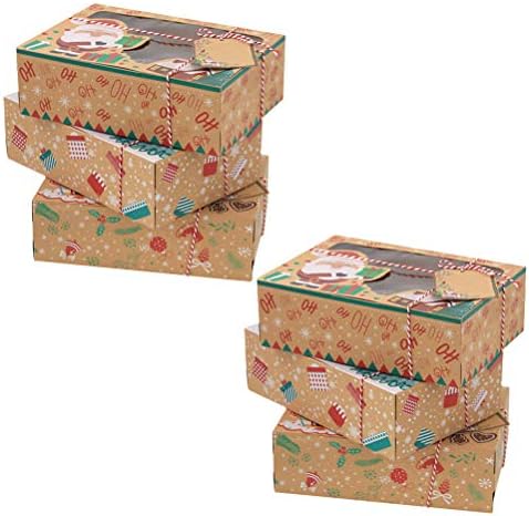 6 יחידות קראפט נייר קופסות חג המולד סוכריות אחסון קופסות חלון ביסקוויט קופסות