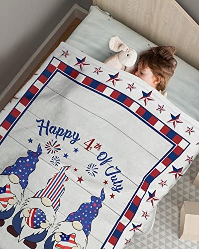 שמיכת תינוקות - 30 x 40 - יום העצמאות יום כוכב אמריקאי דגל GNIMES פטריוטי שמיכות תינוקות סופר רכות לבנות בנות