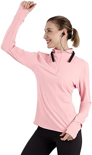 חולצות יבש מהירות של הנשים של הנשים שרוול ארוך לריצה אימון טיולים UPF50+ סוודר קל משקל עם כיס