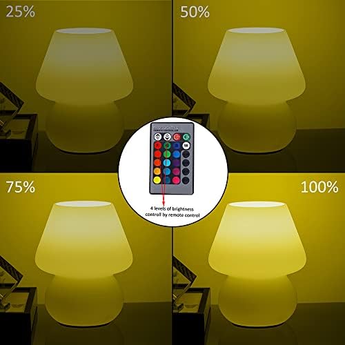 מנורת פטריות זכוכית ג'ישנג עורית מנורה שולחן קטן RGB 16 מנורת מיטה משתנה בצבע עמרית אור דקורטיבי אור