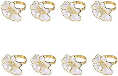 XJJZS 8 יחידות מפיות טבעת פרח לבן מפית מפית מפית כפתור כפתור אירועים לחתונה טבעת מפית (צבע: A, גודל