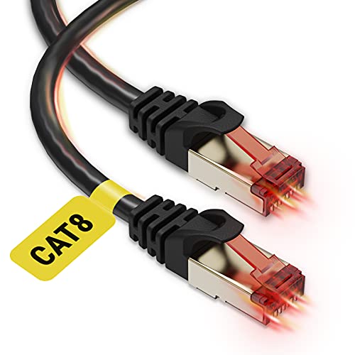 CAT 8 כבל Ethernet 1.5ft - מהירות גבוהה CAT8 כבל WiFi אינטרנט 40 ג'יגה -ביט לשנייה 2000 מגה הרץ