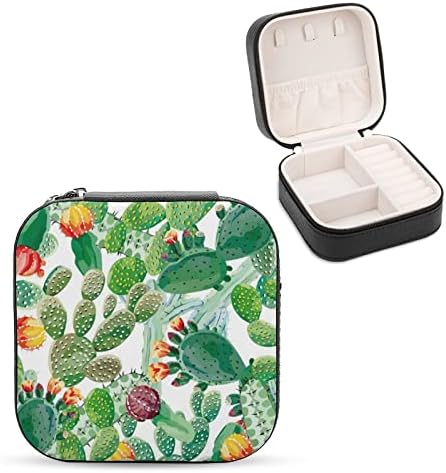 קופסת תכשיטים של נהן פרחי קקטוס ניידים תכשיטים ניידים קופסת אחסון תכשיטים לשרשראות עגילי טבעות