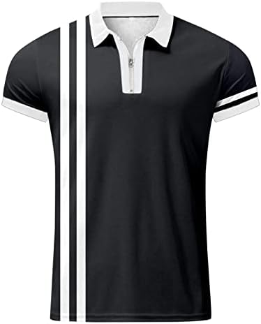 חולצת פולו של שרוול קצר של גברים מודפסים רוכסן מעלה דק -התאמה חולצות גולף חולצות אופנה בסיסית מעוצבת חולצות
