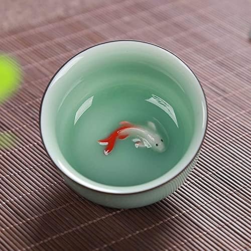 קונג פו תה סיני סט חרסינה מצוירת ביד -דהואה כבשן קרמיקה ירוקה מסורתית סינית, עיצוב כוס תה ירוק.