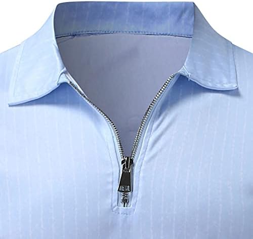 חולצות פולו של ווקאצ'י חצי רוכסן לגברים, שרוול ארוך פסים בלוק טלאים טלאים חולצות צווארון צווארון מזדמן