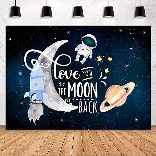 מהופונד אוהב אותך לירח ובחזרה רקע מסיבת מקלחת לתינוק קישוט רקטת החלל החיצון אסטרונאוט עוגת יום הולדת
