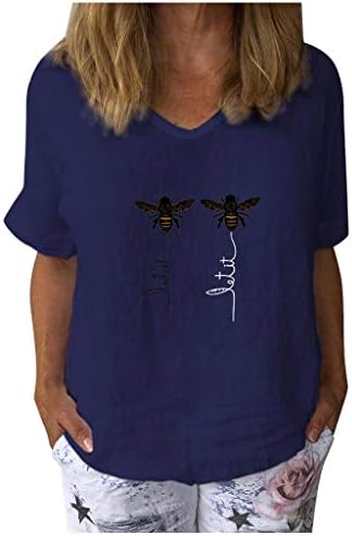 חולצות טרנדי רגוע מזדמן חולצות לנשים כושר רופף קל משקל קצר שרוול קיץ צוות צוואר מודפס